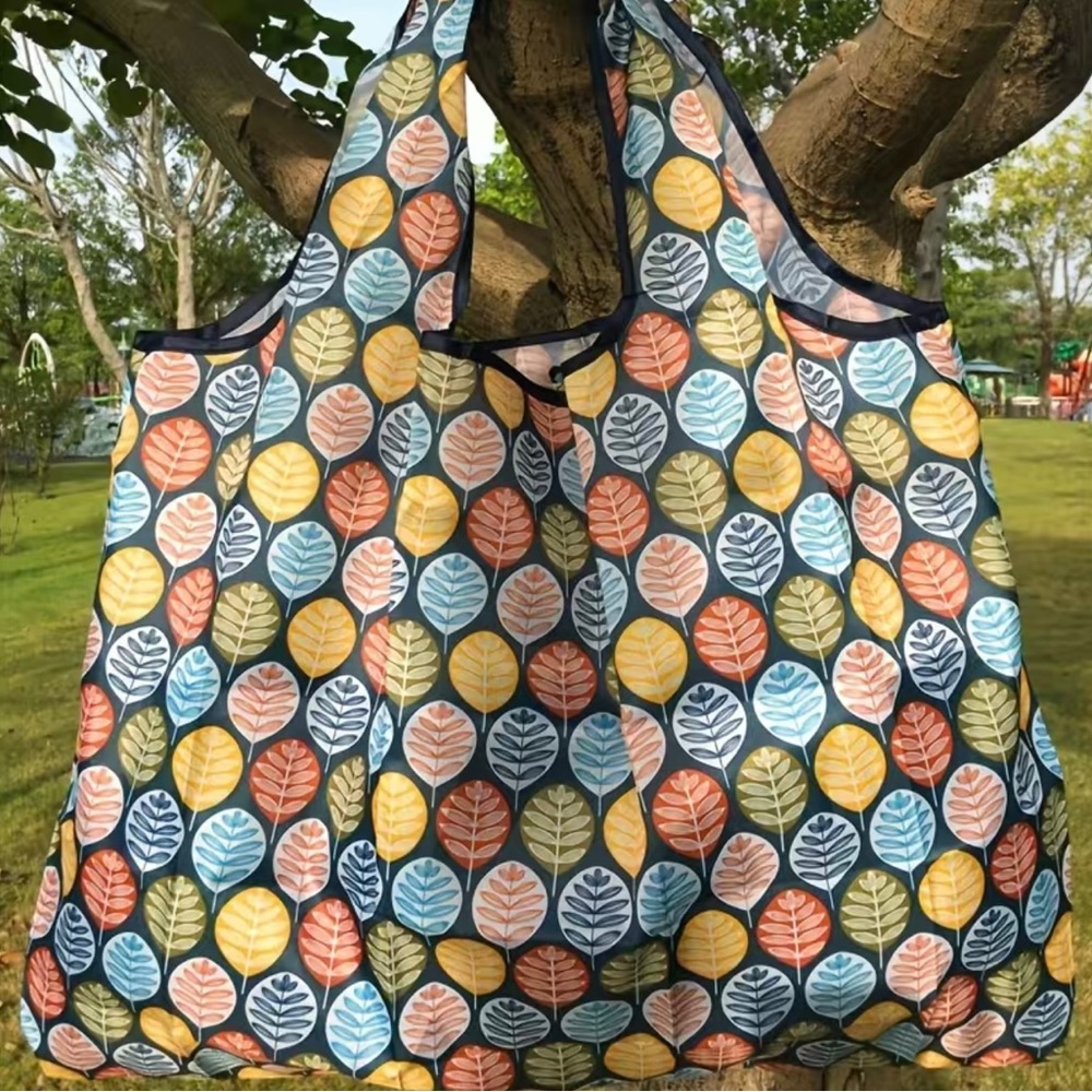 Leaves Print Large Reusable Tote Bag